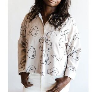 Anthropologie The Odells oversized pocket top - Spanish Girl Print